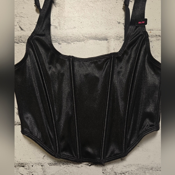 NWT La Senza Black Satin Corset & Garter Set XS - Picture 4 of 16